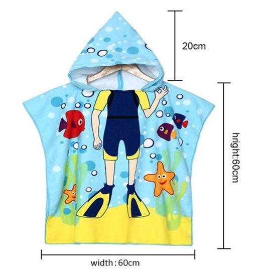 Poncho De Bain à Capuche Enfant Chickwin - Serviette Microfibre Super Douce 2-8 Ans - Garçons Et Filles