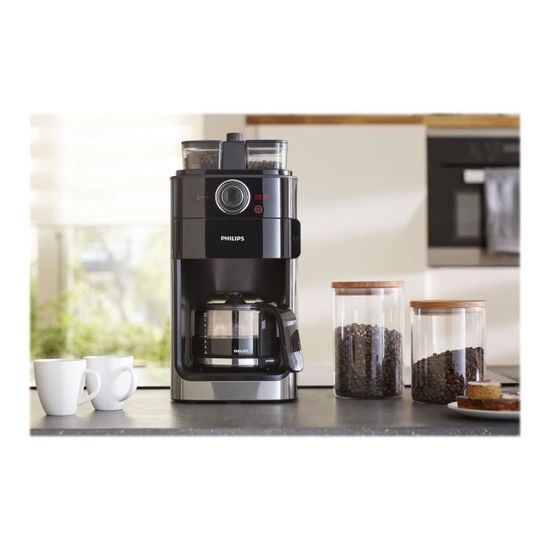 Philips Grind Brew Hd7767 Cafetiere 12 Tasses Metallique Noir Achat Vente Machine A Cafe Cdiscount