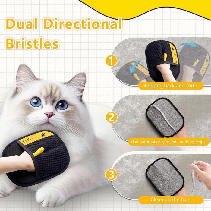 Gants De Toilettage Pour Chien Et Chat - Élimine Les Poils Sur Canapé, Vêtements, Tapis, Réutilisables
