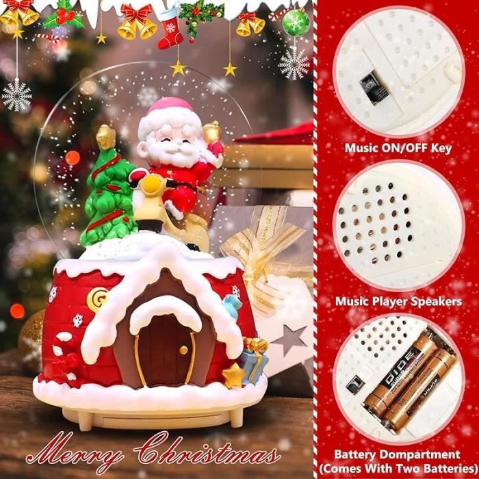 Grande Boule à Neige Musicale De Noël Avec Base En Résine Tricotée - 10 X 15 Cm - Décoration De Table De Noël