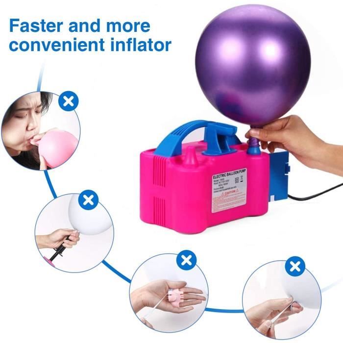 Pompe Électrique à Ballons – Rose – Portable – Double Buse – Gonflage Automatique – Pour Fêtes Et Décorations – 220-240V