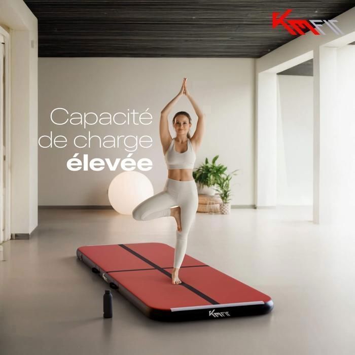 Tapis De Gym Gonflable 3x1m - Avec Pompe électrique, 10cm épaisseur, Bleu