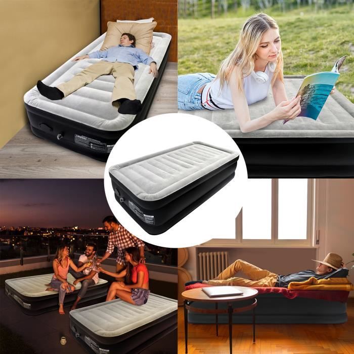 Matelas Camping Autogonflant IEEILULU Avec Pompe Électrique - 196x68x8cm | Mousse Mémoire 20D - Vert Armée