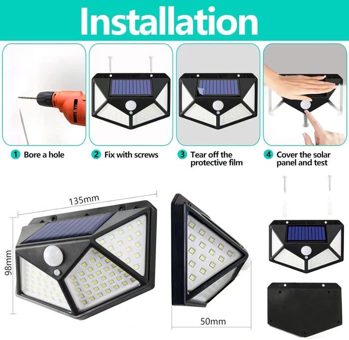 Kolpop Lampe Solaire Exterieur Detecteur De Movement Lot De 6, Lumiere