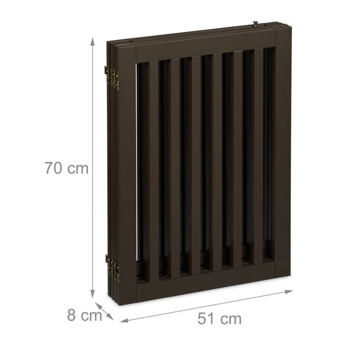 Relaxdays – Barrière De Sécurité Pliable 70 Cm Pour Enfants & Chiens, Marron – Sans Fixation, Stable Avec Pieds, Idéale Escalier & Cheminée