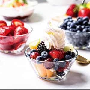Lot De 4 Coupelles à Dessert En Verre - Forme Fleur - Multicolore - Idéal Glace