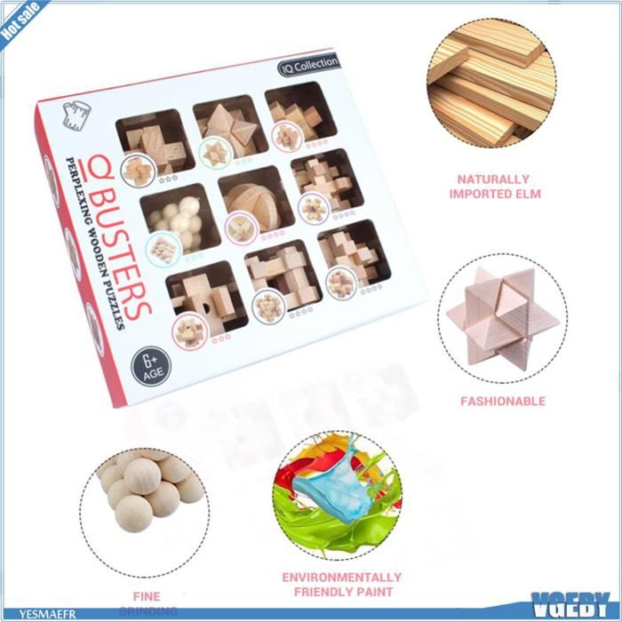 Kong Ming Lock en bois Lu Ban Lock IQ casse-tête jouet éducatif pour