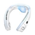 Climatiseur de cou portable, plaque de refroidissement et ventilateur 2 en 1, batterie 5200 mAh, flux d'air réglable à 360° - Blanc