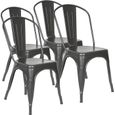 Lot de 4 chaises de salle à manger avec Dossier Détachable - Style Industrielle chaise Cuisine 4 pcs -0