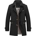 PARKA veste longue d'affaires pour hommes coupe-vent décontracté Trench-Coat pardessus à la mode, printemps-automne Black-0