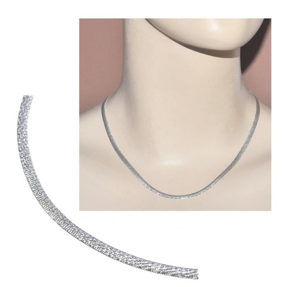 Fashion 925 Plaqué Argent 5 mm Côté chaîne serpent Collier Femmes Hommes Bijoux 20/"