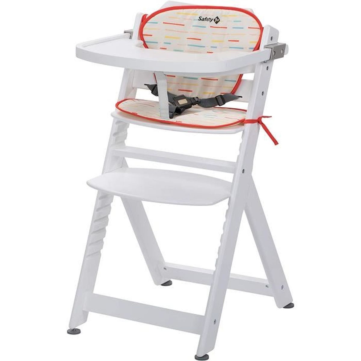 Chaise Haute Pour Bebe En Bois Et Evolutive Timba Avec Coussin Blanche Rouge Cdiscount Puericulture Eveil Bebe