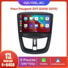 Gearelec Autoradio 9 Pouces Android pour Peugeot 207 2006-2010 avec carplay Andriod Auto GPS Navigation BT RDS WiFi 【4+64GO】