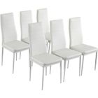 ALIGHTUP Lot de 6 Chaises de salle à manger,Rembourré avec revêtement aspect cuir blanc