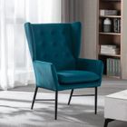 WAHSON OFFICE CHAIRS Wahson Fauteuil en Velours, Canapé de Loisirs avec Accoudoirs, Chaise de Salon avec Pieds Métal pour Salle de Séjour, Bleu Sarcelle