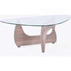 PEGANE Table basse en verre avec pieds coloris chêne - Longueur 110 x Profondeur 70 x Hauteur 40 cm