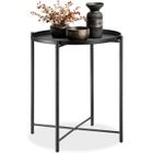 TECTAKE Table d'Appoint CHESTER 45,5x45,5x53cm Bout de Canapé Style Industriel Table Basse Ronde avec Plateau Amovible - Noir