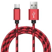 Chargeur pour Xiaomi Redmi 5 Plus / 5A / 6A / 7 / 7A Câble Micro USB Tressé Renforcé Charge / Synchro Données Rouge 1m