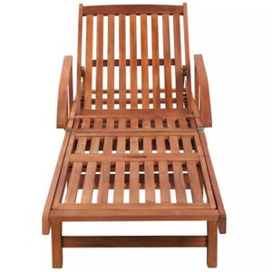 Ensemble table et chaise de jardin Chaises longues en bois d'acacia solide avec table - Marron - Bois massif - Réglable - Roulettes