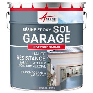 PEINTURE - VERNIS Peinture epoxy garage sol REVEPOXY GARAGE  Gris 2 ral 7046 - kit 25 Kg (couvre jusqu'à 80m² pour 2 couches)