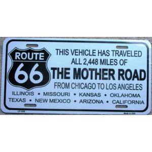 Plaque Métal Tôlée Vintage ROUTE US 66 "The Mother Road" 20 X 30 cm Neuf Emballé 