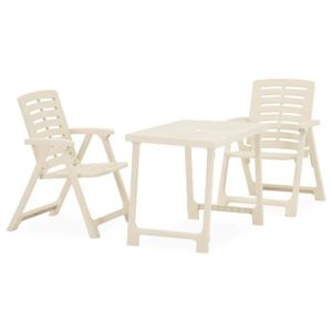 Ensemble table et chaise de jardin Ensemble de bistro pliable 3 pcs Plastique Blanc