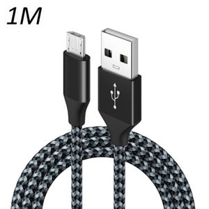 CÂBLE TÉLÉPHONE Cable Nylon Tressé Noir Micro USB 1M pour Huawei P