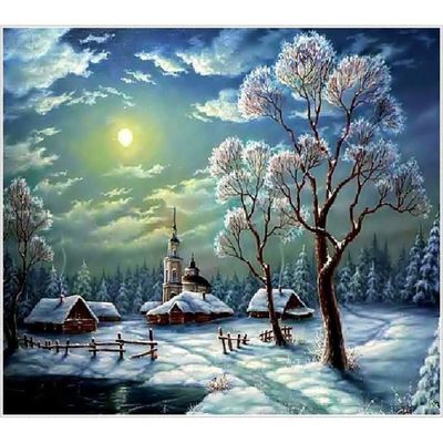 Diamond Painting Hiver Paysage Complet Laid Diamant Peinture