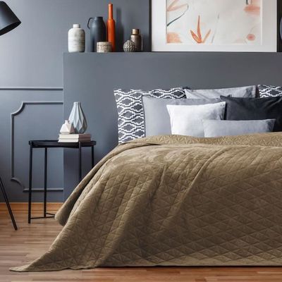 WOLTU Couvre-lit Rembourré Réversible 170x210cm - Jeté De Lit Motif Carré Doux Et Chaud Pour Toutes Saisons
