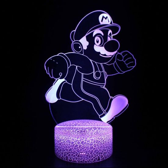 Lampe De Chevet Mario Kart Personnalisée – Création Artisanale Serviettage, Prénom Enfant, Céramique Blanche
