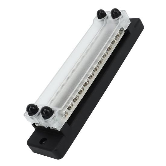 Bornier de distribution d'énergie, DC 12-48 V, bande de barrière de barre omnibus à double rangée avec 16 bornes pour voitures, camions, camping-cars, bateaux, marine Bornier de distribution d'énergie, DC 12-48 V, bande de barrière de barre omnibus à double rangée avec 16 bornes pour voitures, camions, camping-cars, bateaux, marine
