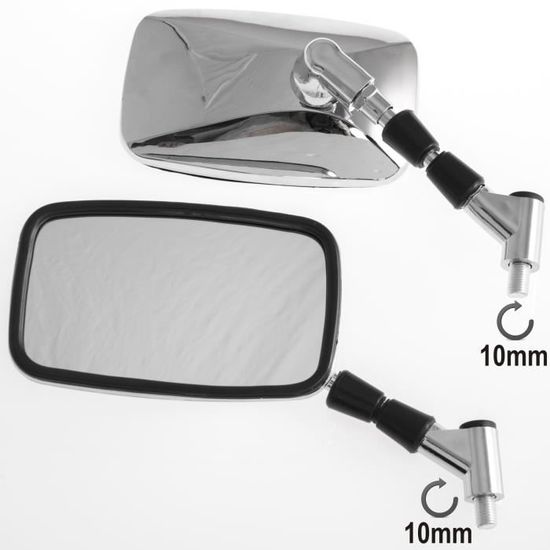 Pair Miroir Retroviseurs Custom Bras en métal Rearview Moto Scooter Chrome