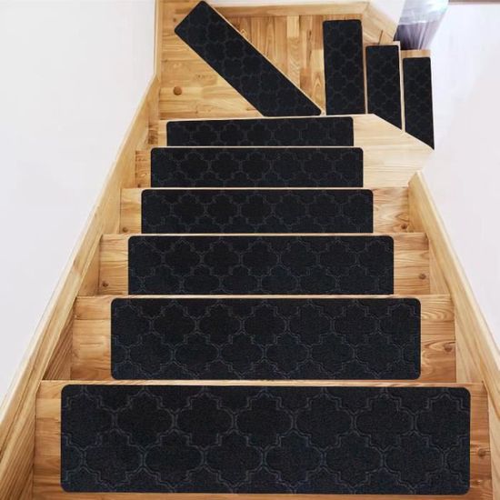 Ensemble de 15 tapis d'escalier 20cm X 76cm Tapis d'escalier auto-adhésif  Tapis de bande de roulement de sécurité pour enfants, aînés et animaux  domestiques, marron
