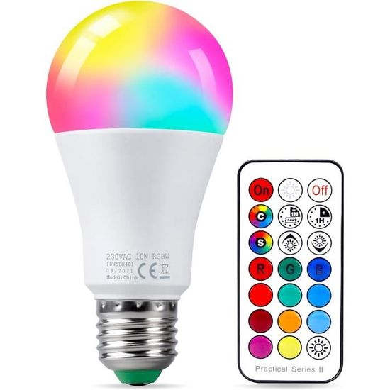 Ampoule LED E14 5W RGBW avec Télécommande Sans Fil,Changement de Couleur  Dimmable .5PCS RGB et blanc froid 5700K