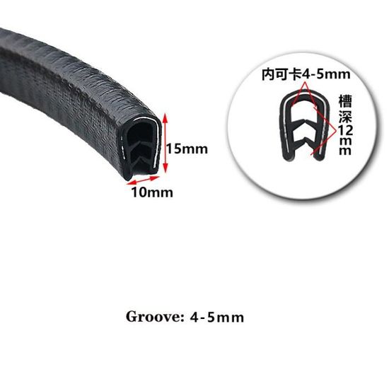 Joint D'Étanchéité Voiture Type D - 5m Auto-Adhésif, Caoutchouc EPDM - Isolation Sonore Porte, Anti-Bruit, Anti-Poussière