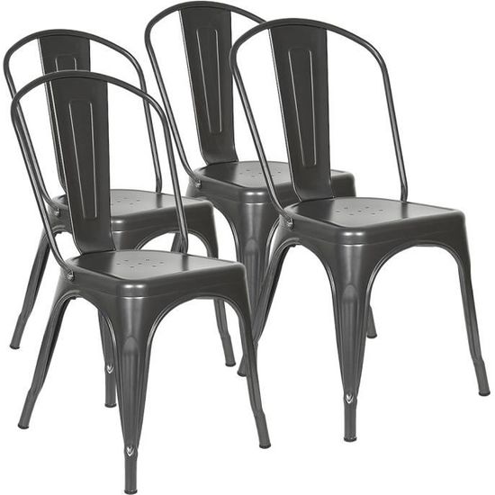 Lot de 4 chaises de salle à manger avec Dossier Détachable - Style Industrielle chaise Cuisine 4 pcs 