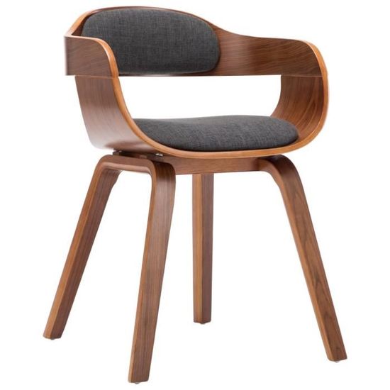 CHARME Chaise de salle à manger Gris foncé Tissu et bois courbé - Meuble Fauteuil Cuisine - Design Moderne -49 x 51 x 70 cm769