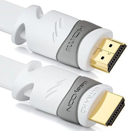 DeleyCON 10m câble HDMI Plat Compatible avec HDMI 2.0-1.4 UHD 4K