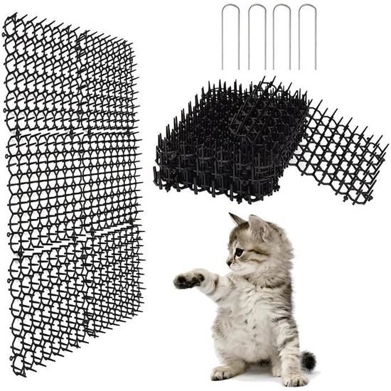 Lot de 12 tapis anti-chats, protection grille d'épines contre les chats,  ceinture anti-chat, grille anti-martres, répulsif pour chat, convient pour