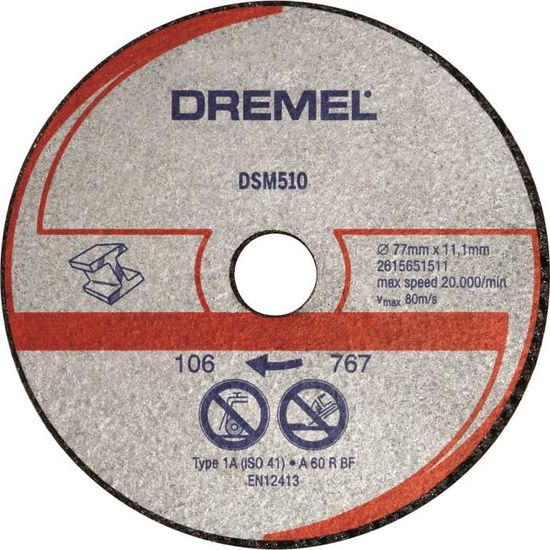 Disques métal DREMEL - Lot de 3 - DSM20 - Découpe métaux et plastiques - 77mm