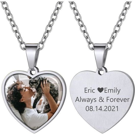 Collier Personnalisé Double Cœur Avec Prénom - Bijou Gravure Pour Maman, Fille, Amie - Cadeau Noël, Fête Des Mères, Anniversaire - 9