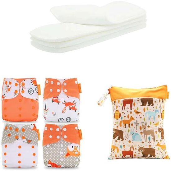 Inserts Couche Lavables Coton & Chanvre - Lot De 5 | Très Absorbants | Doux Pour La Peau | Pour Couches Réutilisables