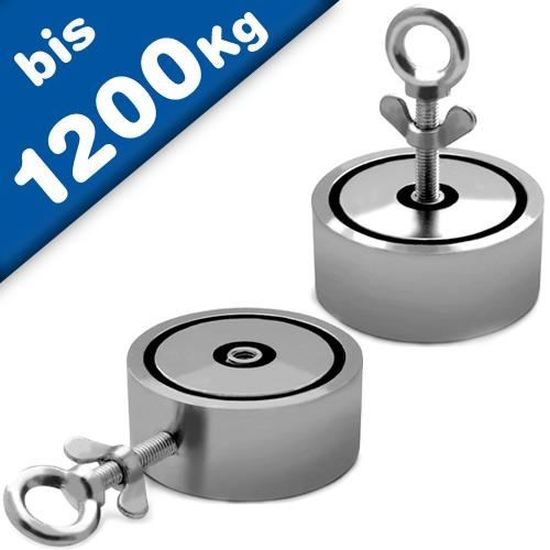 Aimant Néodyme SENSEI 600kg - Ø120mm Avec Anneau Acier Inox, Pour Levage Et Pêche Magnétique