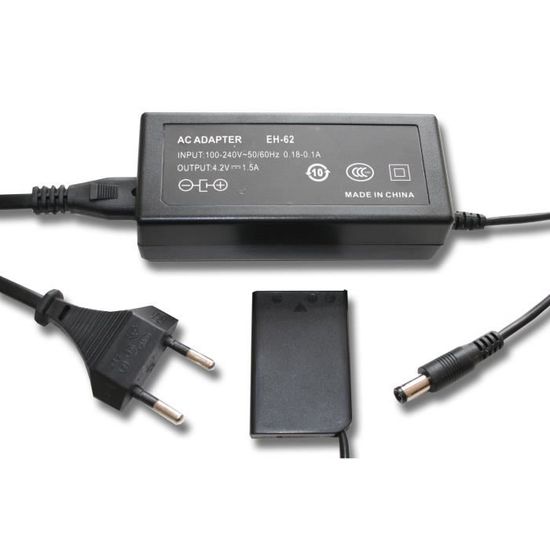 Chargeur pour appareilphoto NIKON Coolpix remplace EH62A, avec adaptateur pour le compartiment