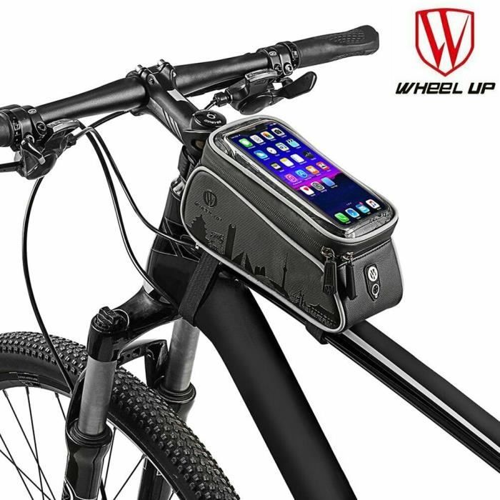 Sacoche de Cadre vélo, Housse telephone velo étanche écran Tactile Bicyclette Guidon Avant Sac de téléphone de vélo avec Pare-Soleil