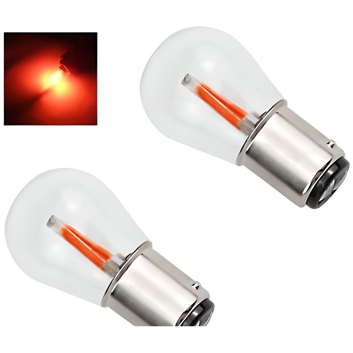Ampoule P21 5W LED BAY15D COB Rouge pour feux de recul frein stop Veilleuses