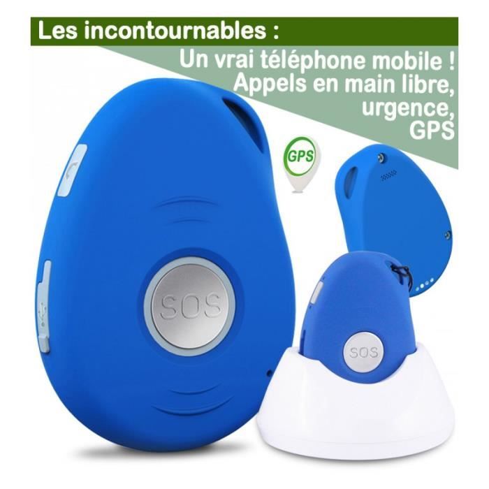 Le BASIC SYMPA 2 Bleu : le plus simplifé avec GPS, tour de cou, 1 contact direct, alerte batterie faible, SOS, Haut parleur, IP56...