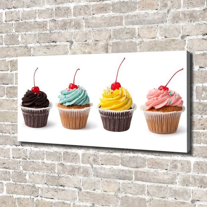 Tulup 140x70 cm art mural - Image sur toile:- Nourriture boissons - Muffins - Multicolore