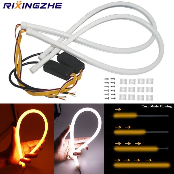 30cm Style A White -2 PIÈCES DRL Fluide LED bande voiture Course Yeux D'ange lumière LED 30cm 45cm 60cm Tube Bande Feux Flexible