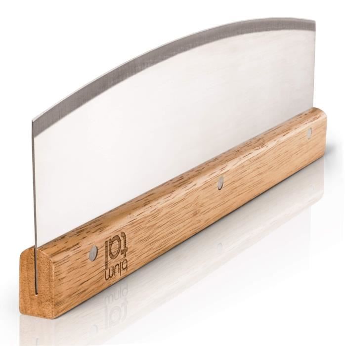 Blumtal - Couteau À Émincer - Hachoir Demi-Lune - Coupe Pizza Professionel - Mezzaluna Berceuse - Éminceur Demi-Lune - Acier